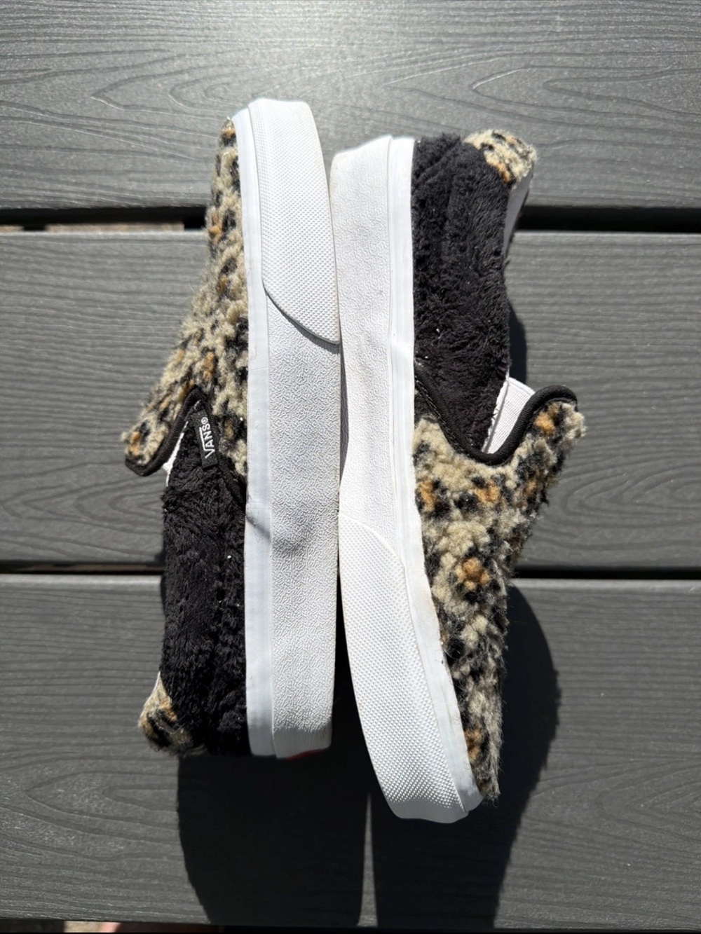 Vans Leopard Sherpa Slip On Shoes Mens 6 Womens 7.5 Animal Print 721454 Cozy - Picture 3 of 7